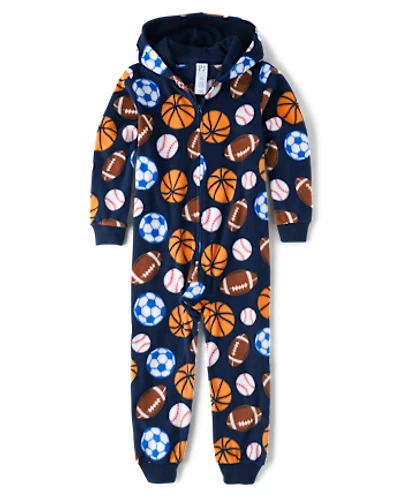 Boys Sports Microfleece One Piece Pajamas