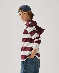 Boys Striped Rugby Hooded Top
