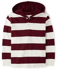 Boys Striped Rugby Hooded Top