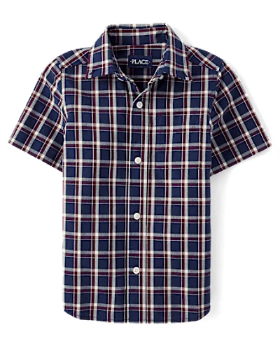 Boys Plaid Poplin Button Up Shirt
