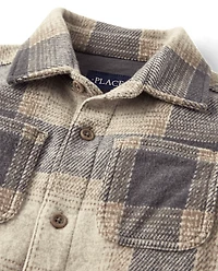 Kids Plaid Luxe Cozy Knit Button Up Shirt