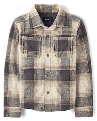 Kids Plaid Luxe Cozy Knit Button Up Shirt