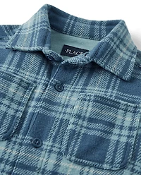 Kids Plaid Luxe Cozy Knit Button Up Shirt
