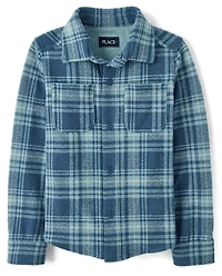 Kids Plaid Luxe Cozy Knit Button Up Shirt