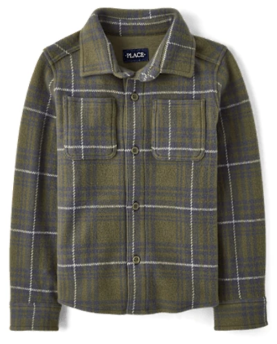 Kids Plaid Luxe Cozy Knit Button Up Shirt