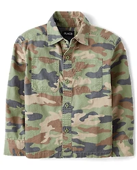 Kids Camo Utility Button Up Shirt
