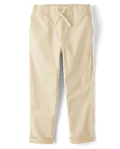 Boys Stretch Roll Cuff Pull On Chino Pants