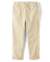 Boys Stretch Roll Cuff Pull On Chino Pants