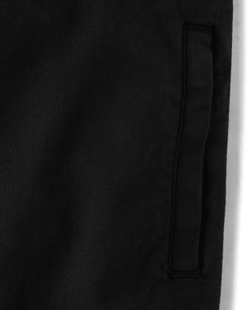 Boys Stretch Roll Cuff Pull On Chino Pants