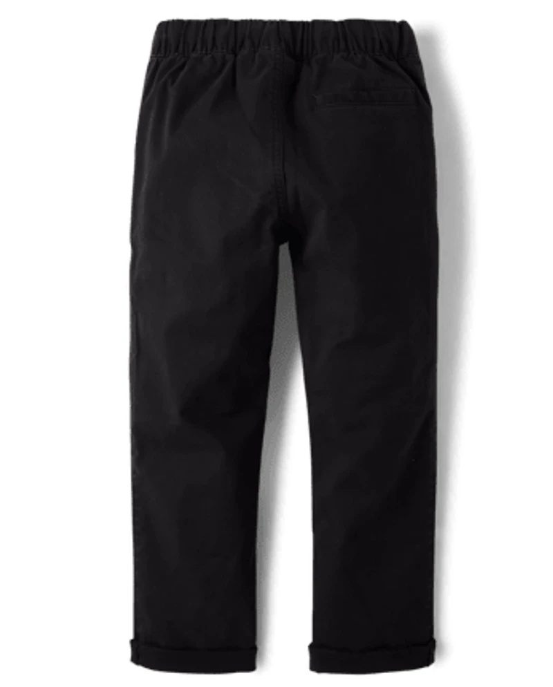 Boys Stretch Roll Cuff Pull On Chino Pants