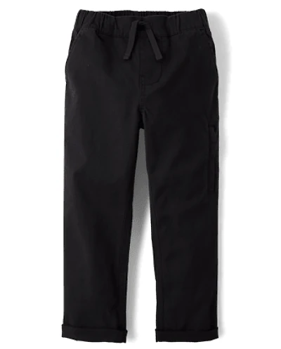 Boys Stretch Roll Cuff Pull On Chino Pants