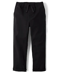 Boys Stretch Roll Cuff Pull On Chino Pants