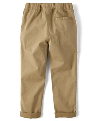 Boys Stretch Roll Cuff Pull On Chino Pants