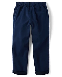 Boys Stretch Roll Cuff Pull On Chino Pants