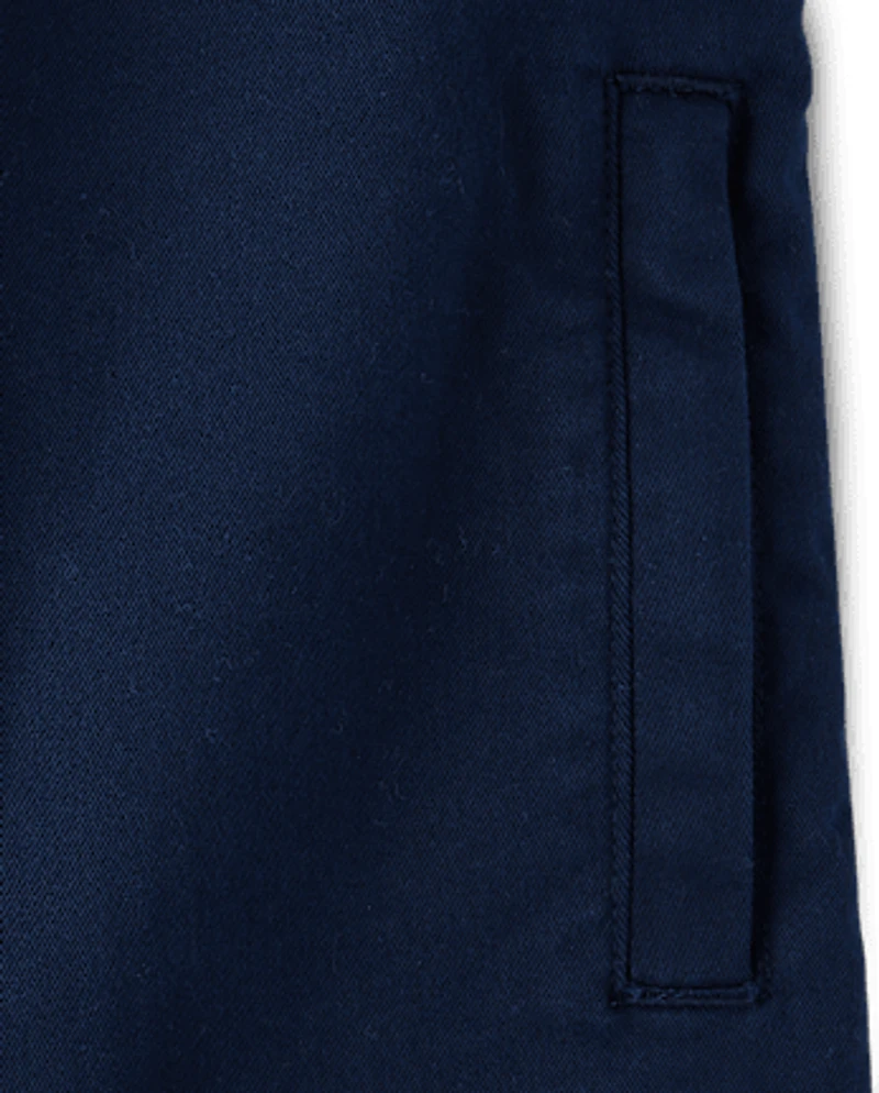 Boys Stretch Roll Cuff Pull On Chino Pants