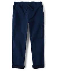 Boys Stretch Roll Cuff Pull On Chino Pants