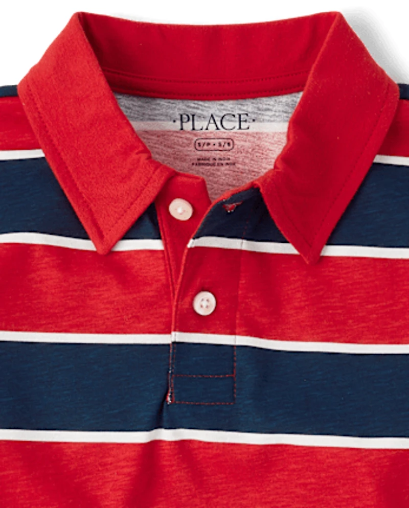 Boys Striped Soft Jersey Polo