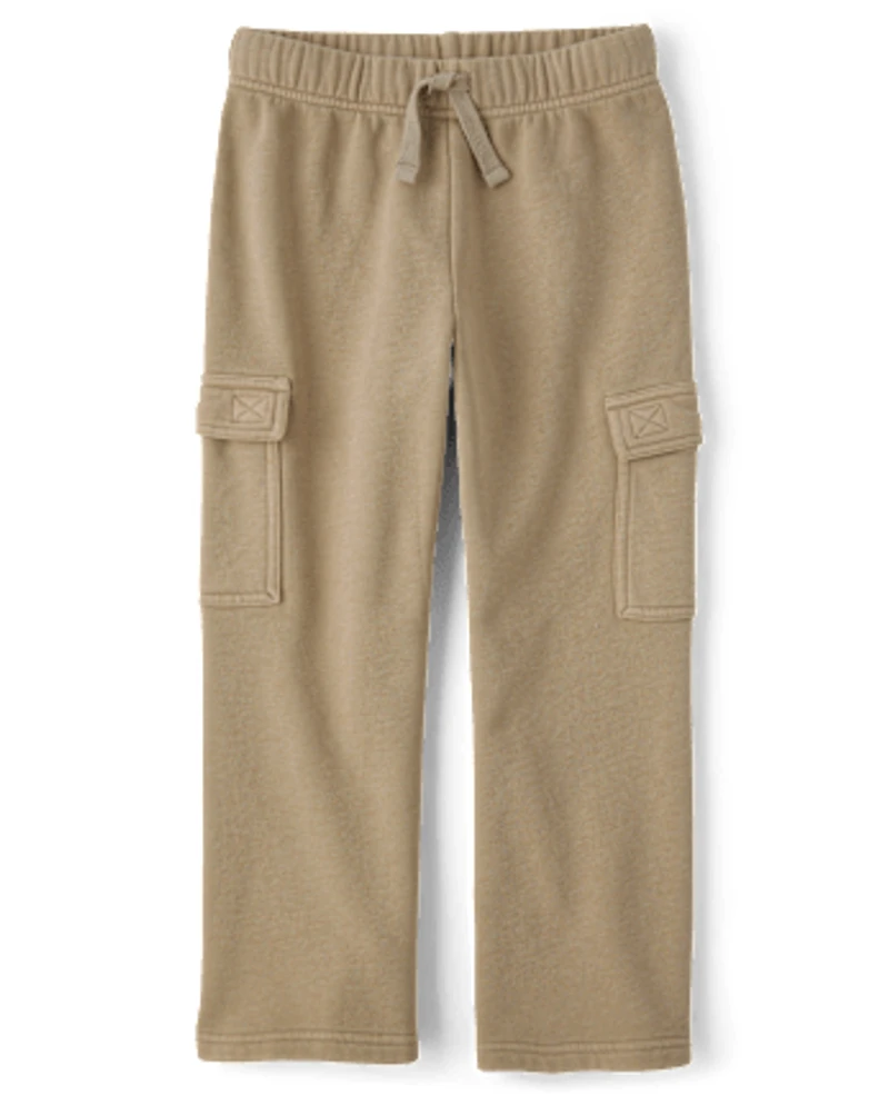 Kids Garment Dyed Premium Fleece Loose Cargo Pants