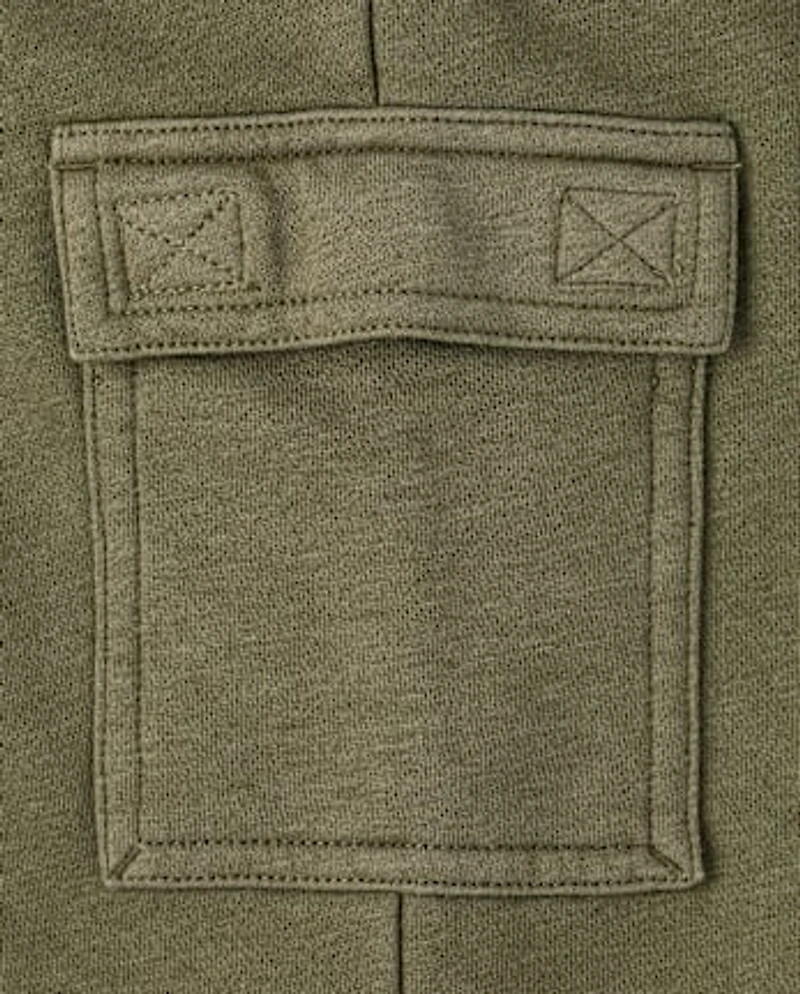 Kids Garment Dyed Premium Fleece Loose Cargo Pants