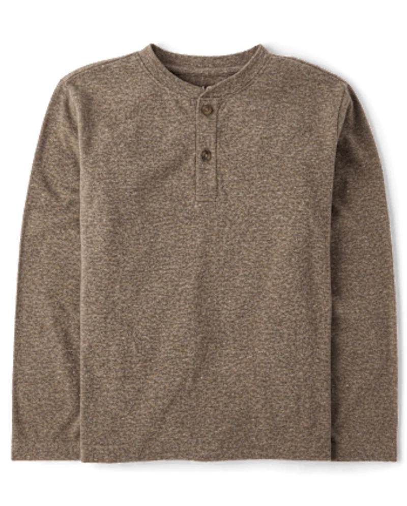 Boys Marled Henley Top