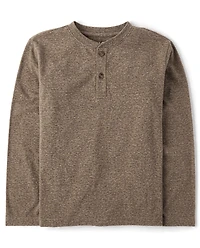 Boys Marled Henley Top