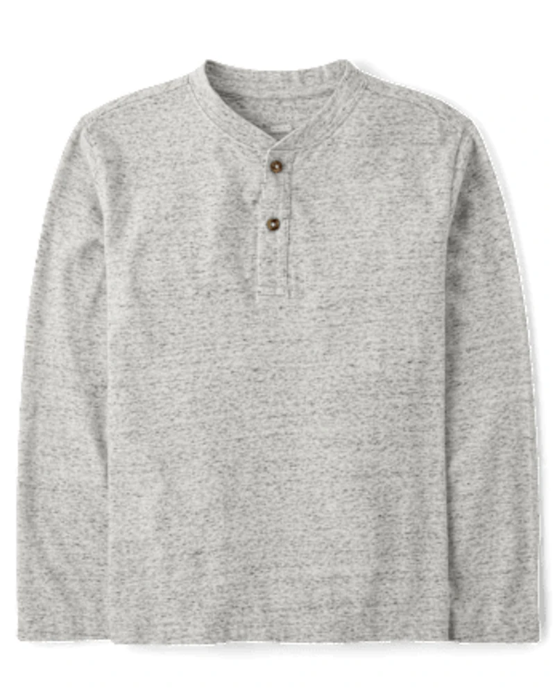 Boys Marled Henley Top