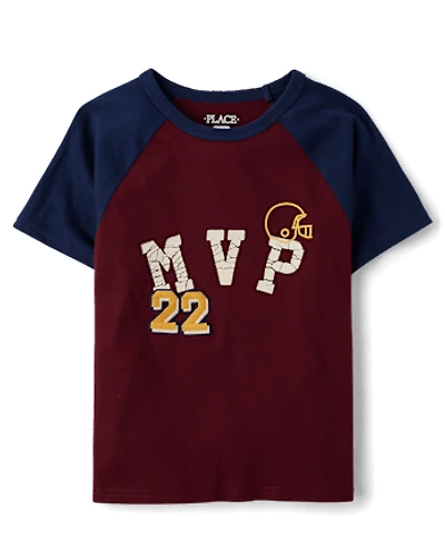 Boys Embroidered Graphic Raglan Top
