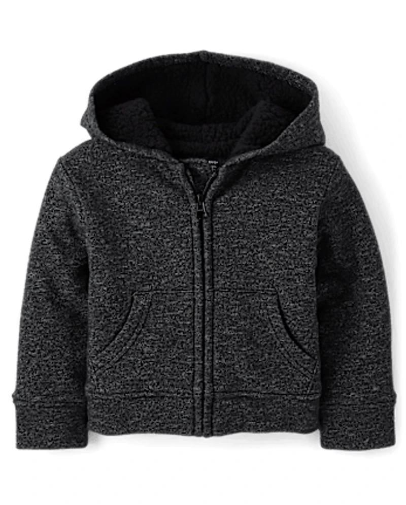 Sweat à capuche zippé doublé en polaire sherpa pour bébé et tout-petit
