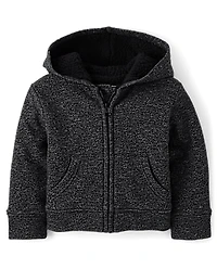 Sweat à capuche zippé doublé en polaire sherpa pour bébé et tout-petit