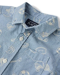 Baby And Toddler Boys Sports Poplin Button Up Shirt
