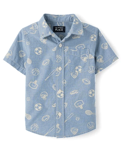 Baby And Toddler Boys Sports Poplin Button Up Shirt