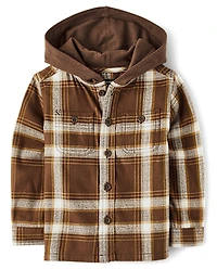 Baby And Toddler Boys Plaid Flannel Hooded Top