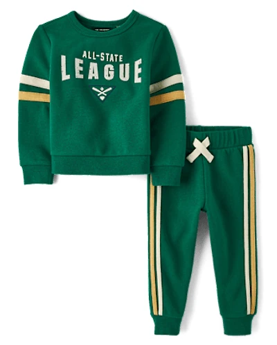 Baby And Toddler Boys Applique Varsity Premium Fleece 2-Piece Outfit Set