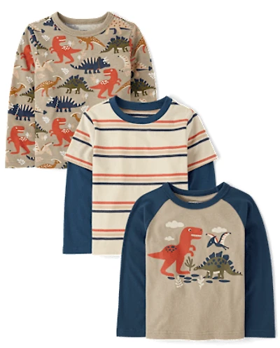 Baby And Toddler Boys Dino Top 3-Pack