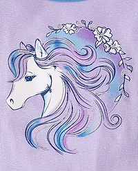 Girls Horse Snug Fit Cotton Henley Pajamas