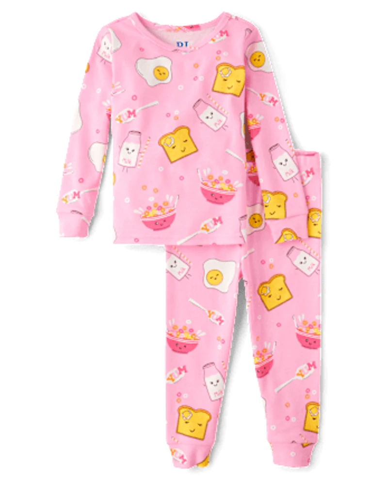 Baby And Toddler Girls Breakfast Snug Fit Cotton Pajamas