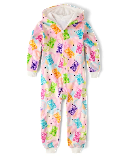Girls Gummy One Piece Pajamas - Cozy Fleece
