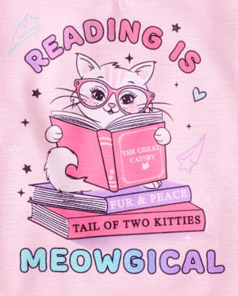 Girls Cat Reading Pajamas