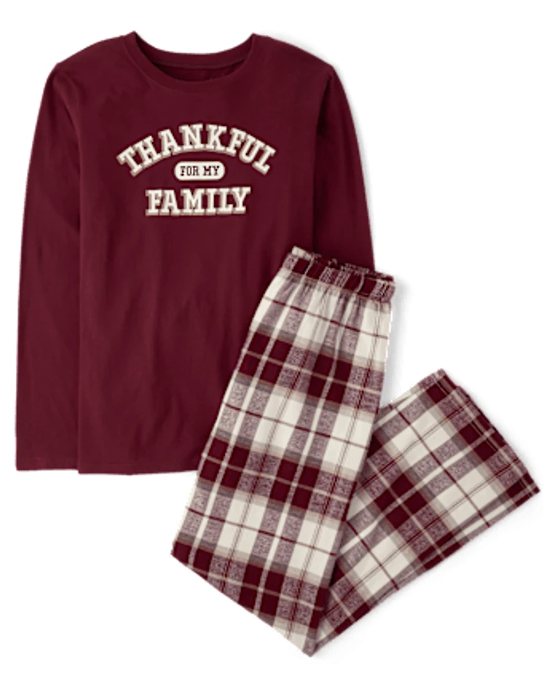 Adult Matching Family Thankful For Cotton And Flannel Pajamas