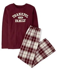 Adult Matching Family Thankful For Cotton And Flannel Pajamas
