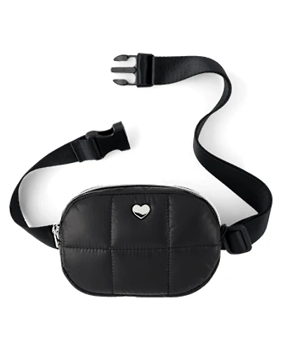 Girls Quilted Heart Belt Bag