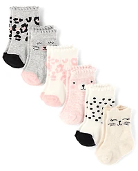 Baby Girls Cat Midi Socks 6-Pack