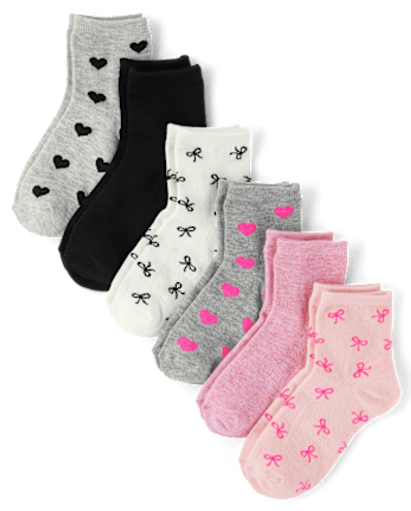 Girls Bow Midi Socks 6-Pack