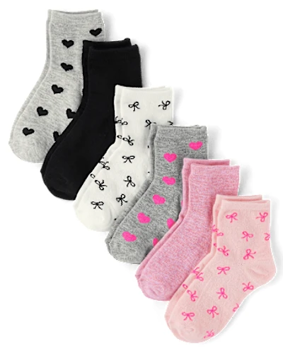 Girls Bow Midi Socks 6-Pack
