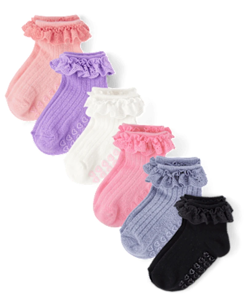 Toddler Girls Ruffle Eyelet Midi Socks 6-Pack