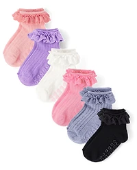 Toddler Girls Ruffle Eyelet Midi Socks 6-Pack
