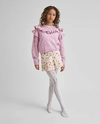 Girls Pointelle Lace Microfiber Tights