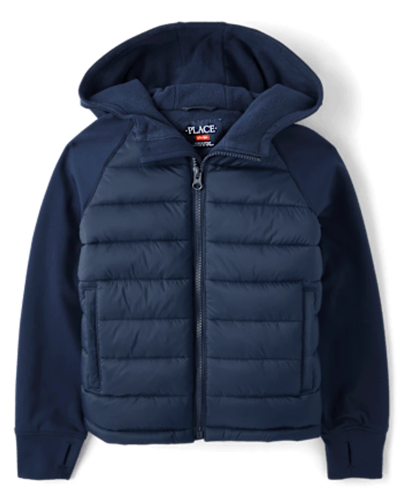 Boys Cozy Tech Microfleece Lined Puffer Jacket