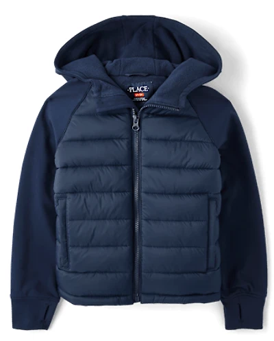 Boys Cozy Tech Microfleece Lined Puffer Jacket