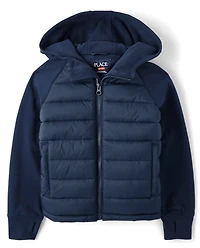 Boys Cozy Tech Microfleece Lined Puffer Jacket